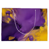 紫とゴールドの抽象画 ラージペーパーバッグ (裏面)
