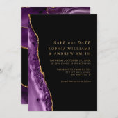 紫とゴールドの発表 招待状 (正面/裏面)