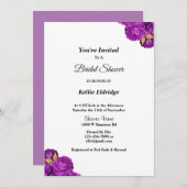 紫とゴールドの花柄 ブライダルシャワー招待状 招待状 (正面/裏面)