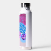 紫とシアンのモダン図形 ウォーターボトル (左面)