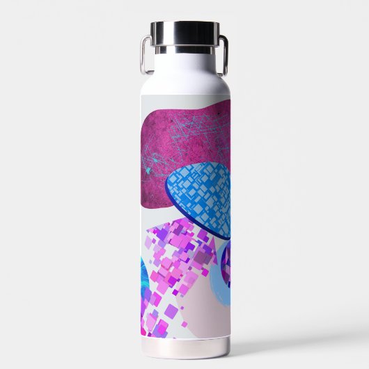 紫とシアンのモダン図形 ウォーターボトル (正面)
