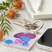 紫とシアンのモダン図形 キーホルダー (正面右)