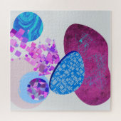 紫とシアンのモダン図形 ジグソーパズル (横)