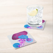 紫とシアンのモダン図形 スクエアペーパーコースター (インサイチュ)