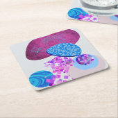 紫とシアンのモダン図形 スクエアペーパーコースター (アングル)