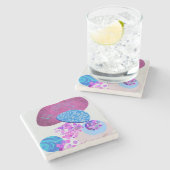 紫とシアンのモダン図形 ストーンコースター (横)