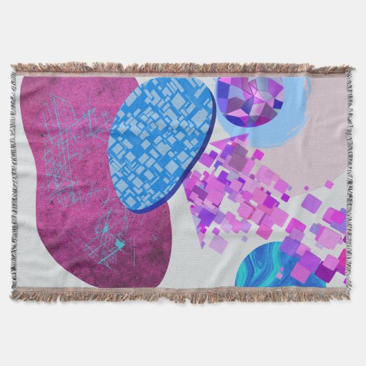 紫とシアンのモダン図形 スローブランケット (正面)