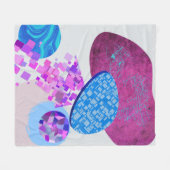 紫とシアンのモダン図形 フリースブランケット (正面(横))