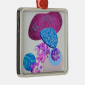 紫とシアンのモダン図形 メタルオーナメント (右)