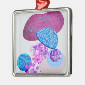 紫とシアンのモダン図形 メタルオーナメント (左)