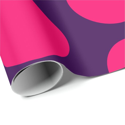 紫とショッキングピンクの水玉模様の誕生日 ラッピングペーパー (ロールコーナー)