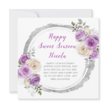 紫とシルバーのエレガントな花 スイート16