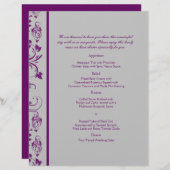 紫とシルバーのフローラス結婚クロールのメニュー (正面/裏面)