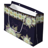 紫とスタイリッシュフローラアクセント ラージペーパーバッグ (正面アングル)