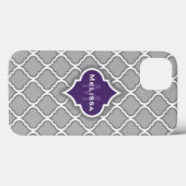紫とスタイリッシュ灰色のモロッコのタイルのパターンのケース Case-Mate iPhoneケース (裏面 (横))
