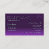 紫とスタイリッシュ緑の鏡文字モノグラム 名刺 (裏面)