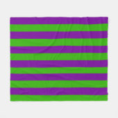 紫とストライプ緑のハロウィーンのホテル フリースブランケット (正面(横))