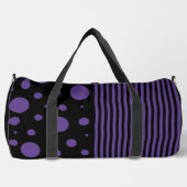 紫とストライプ黒の斑点と色 ダッフルバッグ (正面)