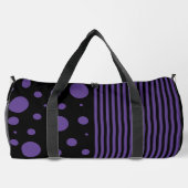 紫とストライプ黒の斑点と色 ダッフルバッグ (裏面)