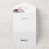 紫とセージのフローラ素朴結婚の オールインワン招待状 (外側)