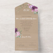 紫とセージのフローラ素朴結婚の オールインワン招待状 (内側)