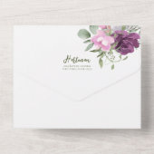 紫とセージのフローラ素朴結婚の オールインワン招待状 (裏面)
