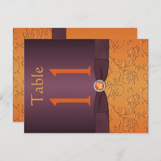 紫とタンジェリンテーブル番号はがき ポストカード (正面/裏面)