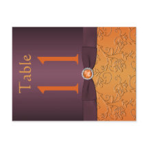 紫とタンジェリンテーブル番号はがき