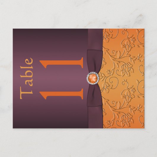 紫とタンジェリンテーブル番号はがき ポストカード (正面)