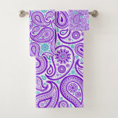 紫とターコイズのペイズリーパターン バスタオルセット (インサイチュ)