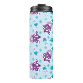 紫とターコイズの冬のクリスマスツリー タンブラー