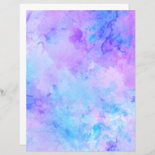 紫とターコイズの水の色のスクラップブック紙 (正面/裏面)