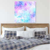 紫とターコイズの水色のスプラッシュ キャンバスプリント (インサイチュ (寝室))