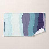 紫とターコイズの波ストライプ線 バスタオルセット (ハンドタオル)