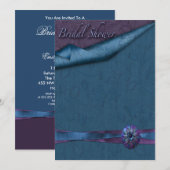 紫とターコイズの花柄のウェディングシャワーの招待状 招待状 (正面/裏面)