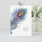 紫とターコイズブルーの孔雀の出欠確認 出欠カード (スタンド正面)