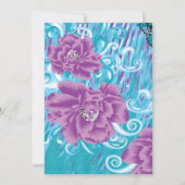 紫とターコイズブルーの鮮やかなテキスタイルデザイン 招待状 (裏面)