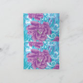紫とターコイズブルーの鮮やかなテキスタイルデザイン 招待状 (内部)
