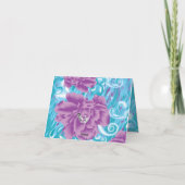 紫とターコイズブルーの鮮やかなテキスタイルデザイン 招待状 (裏面)