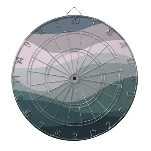 紫とターコイズレトロスタイル波の装飾 ダーツボード (正面)