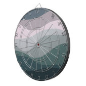 紫とターコイズレトロスタイル波の装飾 ダーツボード (正面右)