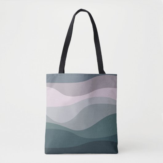 紫とターコイズレトロスタイル波の装飾 トートバッグ (正面)