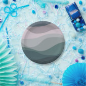 紫とターコイズレトロスタイル波の装飾 ペーパープレート (パーティー)