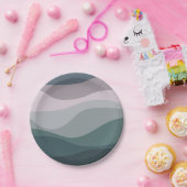 紫とターコイズレトロスタイル波の装飾 ペーパープレート (パーティー)