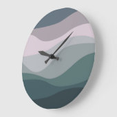 紫とターコイズレトロスタイル波の装飾 ラージ壁時計 (傾斜)