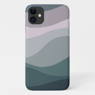 紫とターコイズレトロスタイル波の装飾 iPhone 11 ケース