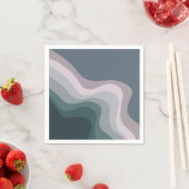 紫とターコイズレトロスタイル波 スタンダードカクテルナプキン (インサイチュ)