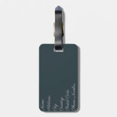 紫とターコイズレトロスタイル波 ラゲッジタグ (裏面縦)