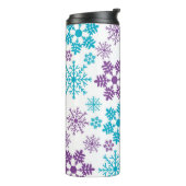 紫とターコイズ冬の雪片 タンブラー (回転左)