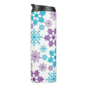 紫とターコイズ冬の雪片 タンブラー (回転右)
